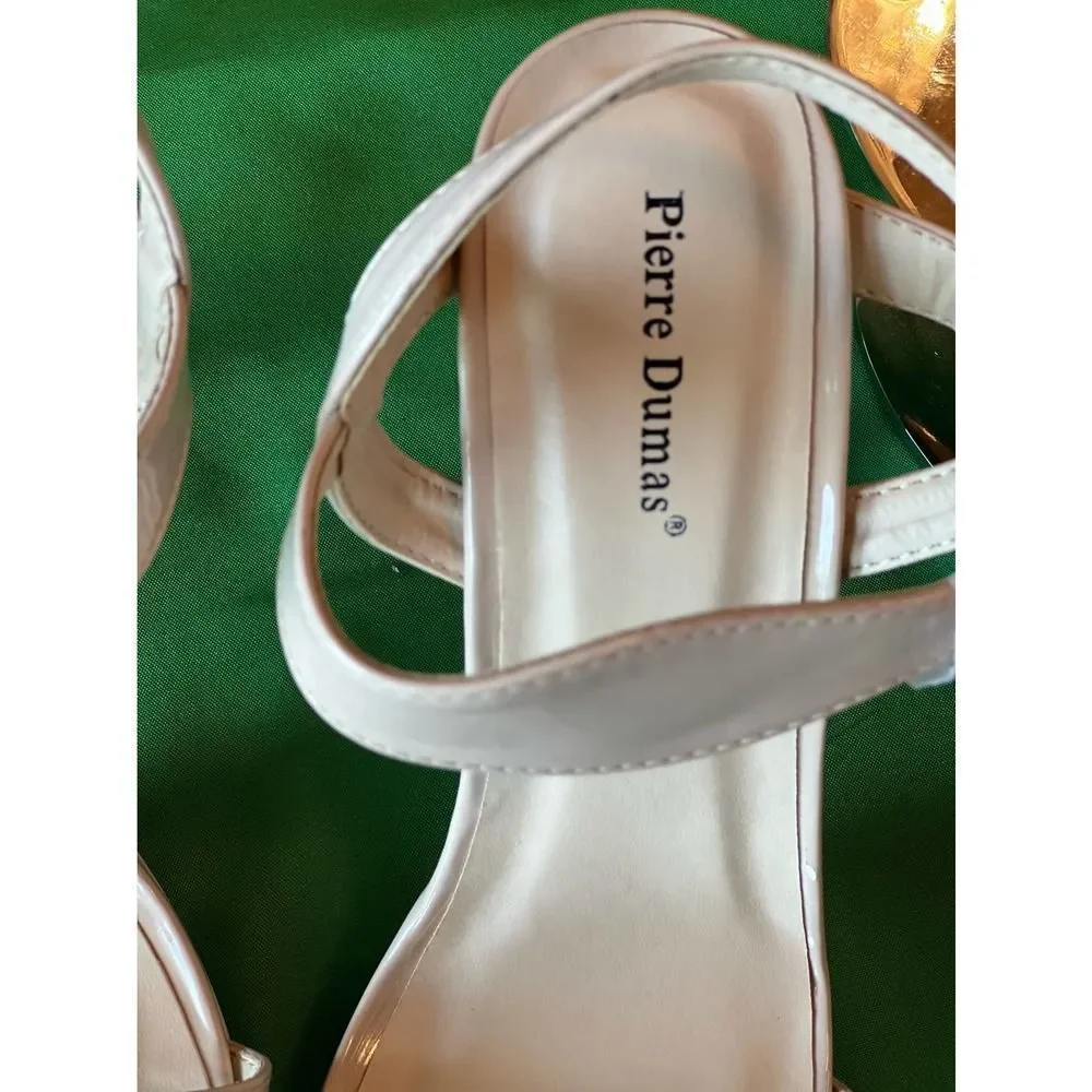 Pierre Dumas,Women Sexy Nude Patent leather stiletto heel Sandal sz 9 - Picture 4 of 8